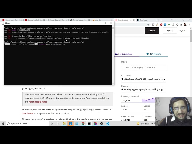 React.js Google Maps API Example to Embed Full Screen Google Maps in Website Using TypeScript