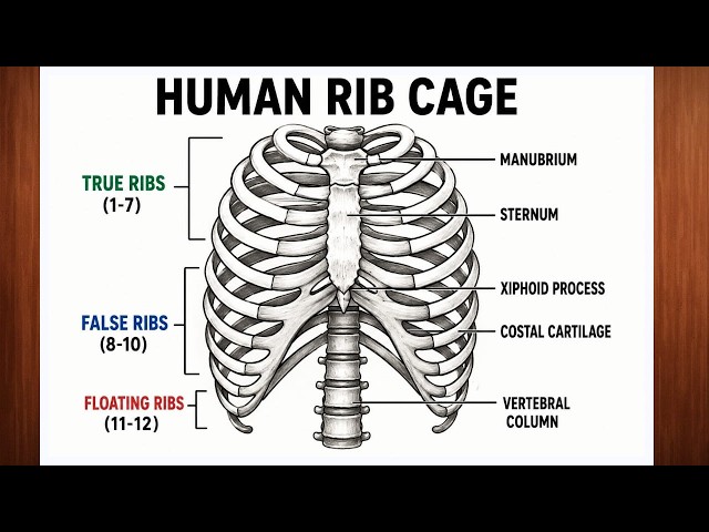 How to draw Human Rib Cage Diagram / Rib Cage labelled Diagram / Science Diagrams easy