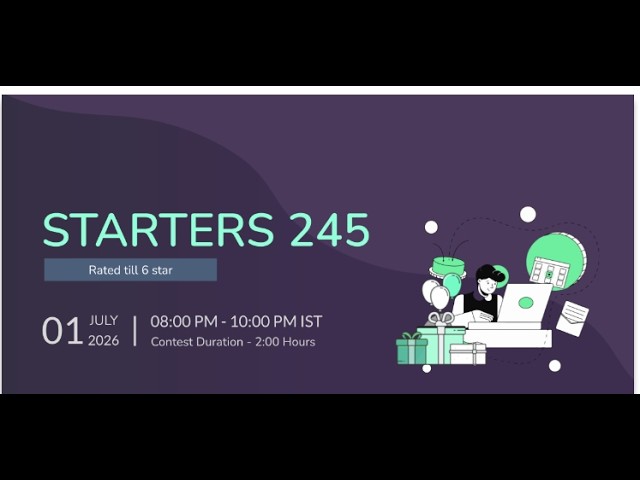 STARTERS 245 || Codechef contest LIVE  || #codechef #coding #programming #contest