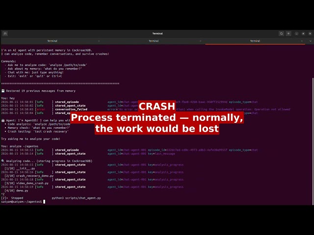 AgentOS - AI Agents with Crash Recovery (CockroachDB × AWS)