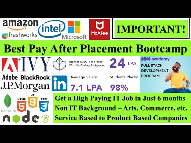Best Pay After Placement Bootcamp | 24LPA Jobs | 🔥100% Job Guarantee | 10x academy | 2020 2021 2022