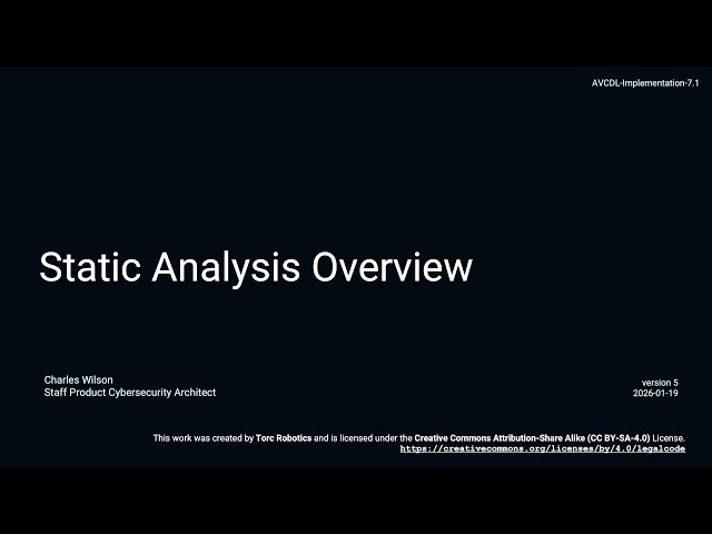 AVCDL static analysis overview