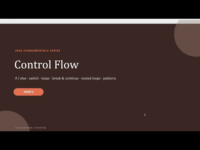 Master Control Flow in Java – Loops, Conditionals & Pattern Programs Explained (Video 2)