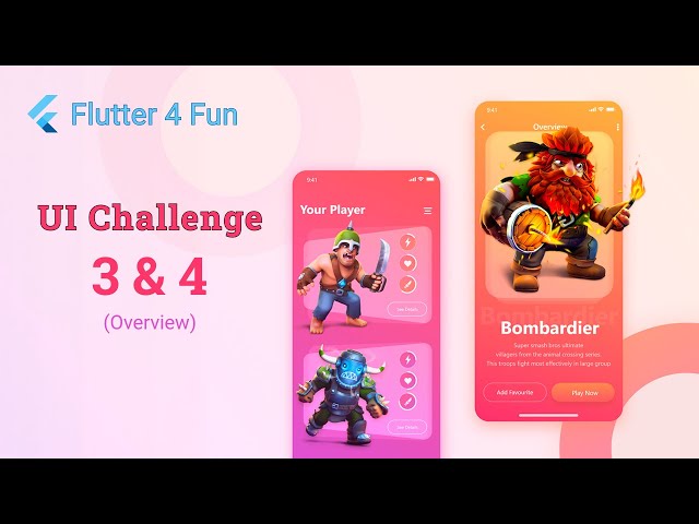 Flutter UI Challenge 3 & 4 overview from Flutter4fun.com blog