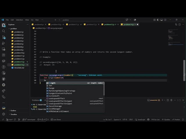 JavaScript Problem Solving for Beginners #14 | Count Words, Reverse Number & 2nd Largest