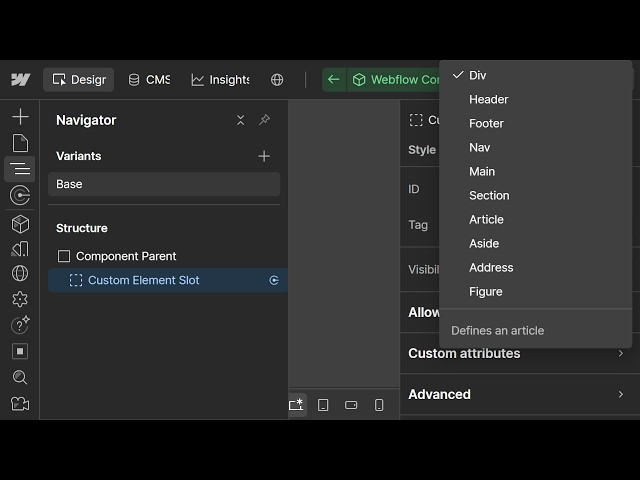 Turn ANY HTML Tag into a Webflow Component Slot (ul/li Fix)