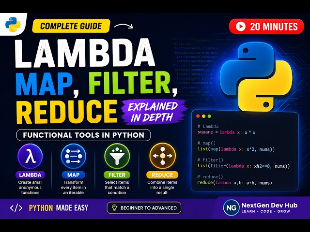 Python Lambda, map(), filter() & reduce() | Complete Python Tutorial | NextGen Dev Hub