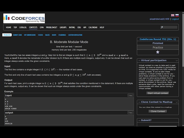 Codeforces 1749B - Moderate Modular Mode | Editorial & C++ Solution
