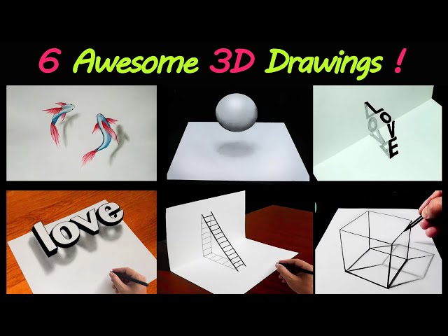 6 Easy 3D Drawing Tutorial ! 😱 Easy 3D illusion Drawing tutorials