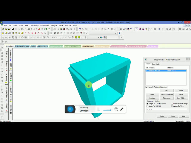 DESIGN & MODELLING OF RCC BOX CULVERT IN STAAD PRO V8i-EASY METHOD