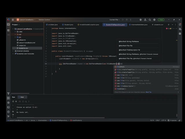 Java Intermediate Bonus – Student Analytics Tool