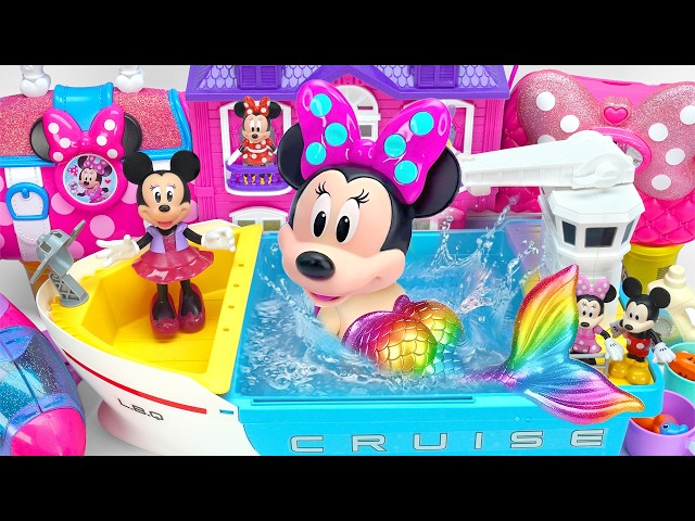 🌈Minnie Mouse Rainbow Mermaid Minnie Big Splash Pool vs Pink Mini Bathtub Set Unboxing ASMR