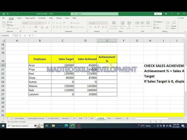 Excel Basic to Advanced Tamil | MS Office Course Certificate | Excel IFERROR 24th Class