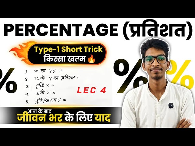 Percentage प्रतिशत | How to Find Percentage? | X का Y% | वृद्धि %, कमी %, त्रुटि % कैसे निकलें 