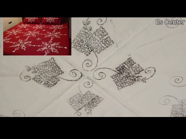 Computer design bedsheet // Handmade cross-stitch bedsheet design // Bedsheet design