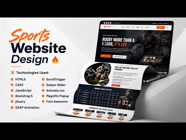 Modern Sports Website Design 🔥 HTML CSS JavaScript | Responsive Sports Template