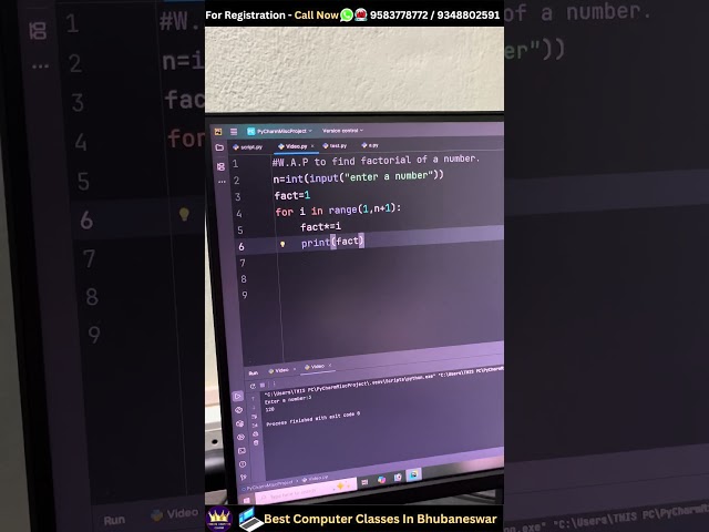 Factorial of a Number in Python | W.A.P 💻 #Shorts