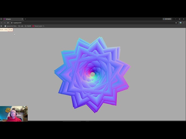 Simple 3JS - Video 0046: Torus Knot dynamic axis winding.