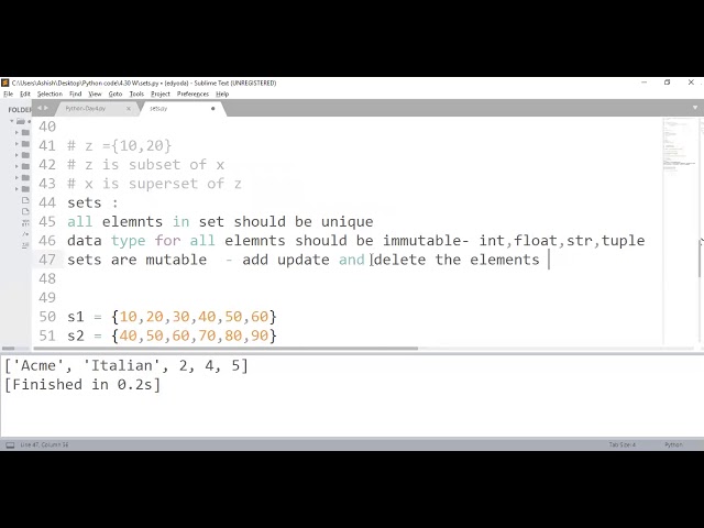 Python Sets, Math , Random Module | 17 Feb