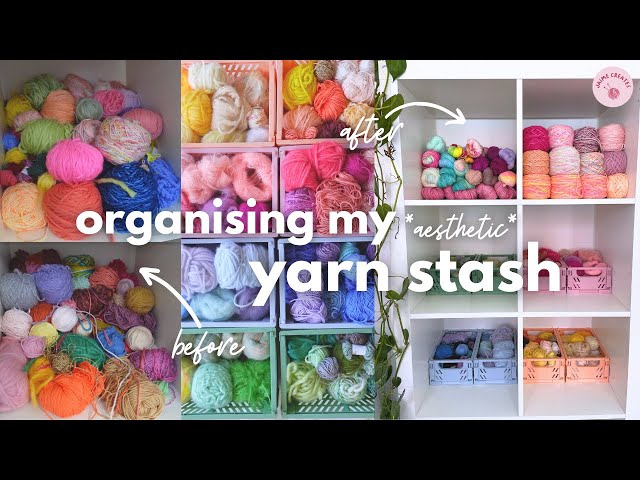 aesthetic yarn organisation + yarn stash tour 🧶🎀✨