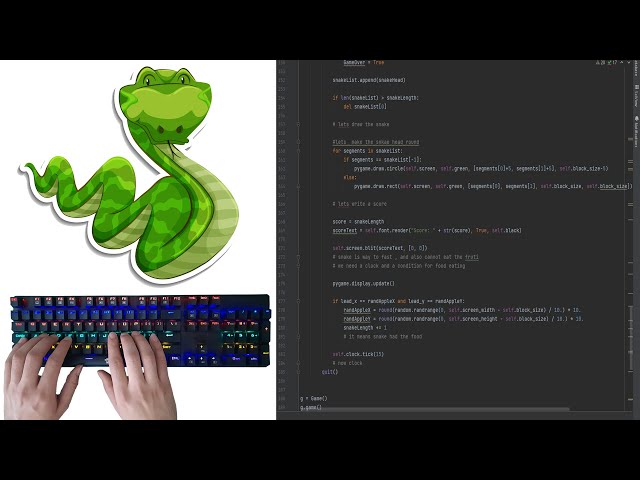 ASMR Programming - Coding Snake Game with Python - No Talking
