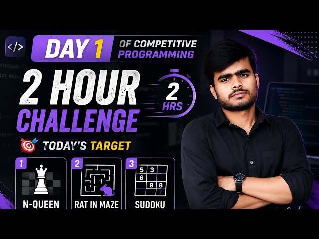 Day 1 of Competitive Programming 🚀 | Solved N-Queen, Rat in a Maze & Sudoku in 2 Hours | Live Coding