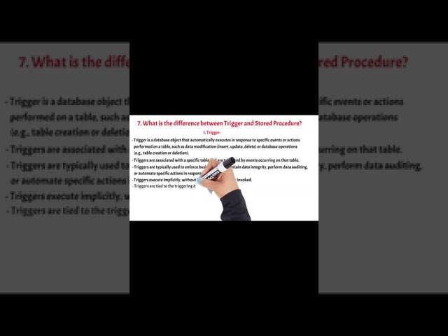 What is the difference between Trigger and a Stored Procedure? #sql #sqlserver