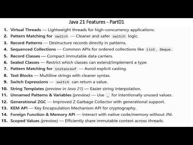 Java 21 Features   Part01