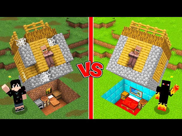 POOR vs RICH Hideout Under the Village Battle in Minecraft