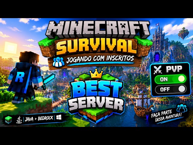 MINECRAFT COM INSCRITOS  JAVA E BEROCK #minecraft #aovivo