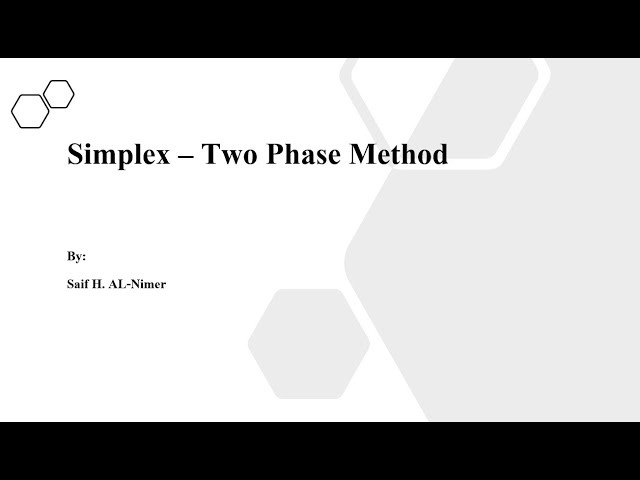 Two Phase Simplex Method شرح