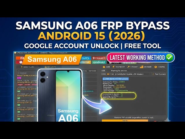 Samsung A06 A065F FRP Bypass Android 14, 15 / Unlock Tool 2026 🔥
