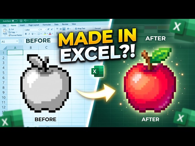Excel Pixel Art 🍎 | Turning an Apple into Pixel Art with Conditional Formatting