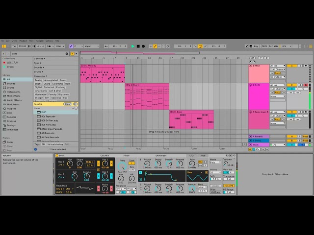 Ableton Live Drift Master Volume