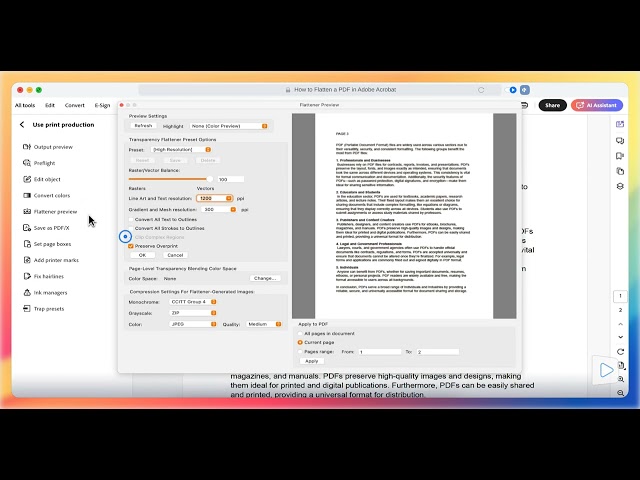 How to Flatten a PDF in Adobe Acrobat Using Print Production (Step-by-Step)
