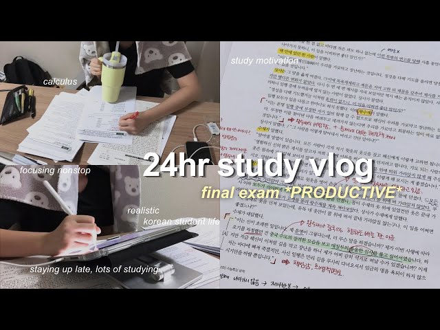 24HR FINAL EXAM STUDY VLOG📑productice life as a korean student, study motivation