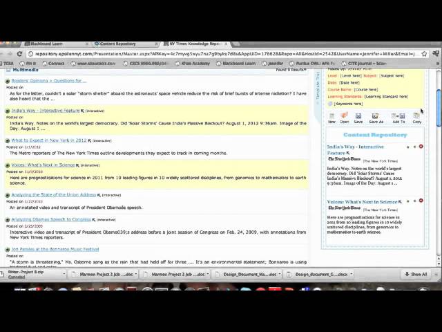 Accessing the Content Knowledge Repository