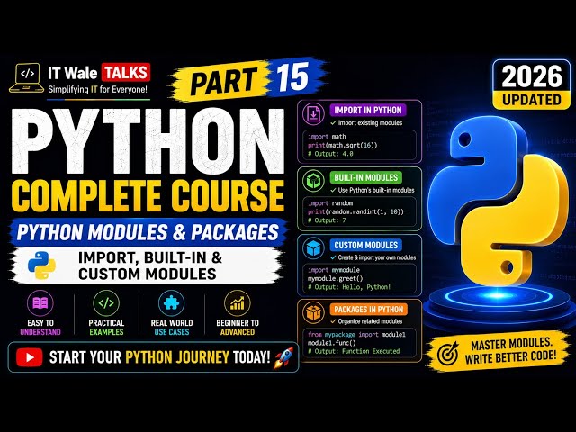 Python Modules & Packages Explained | Import, Built-in & Custom Modules | Part 15 | Hindi 2026