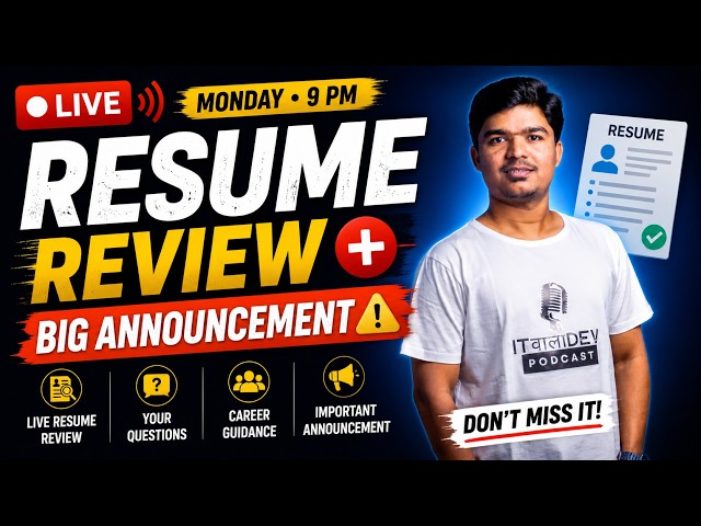 LIVE #15 | Resume LIVE Review 🔴 | Interview Calls का येत नाहीयेत? + Announcement