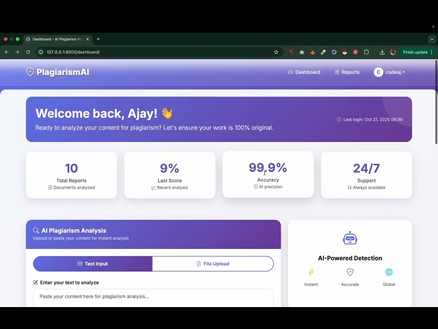 AI Plagiarism Detector using Django & Machine Learning | Python Final Year Project with Source Code