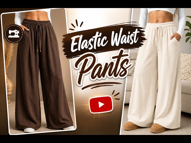 How to Cut and Sew Elastic Waist Trousers Easily | Beginner-Friendly Sewing Tutorial