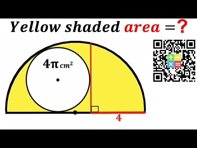 Can you find area of the Yellow shaded region? | (Semicircle) | #math #maths | #geometry