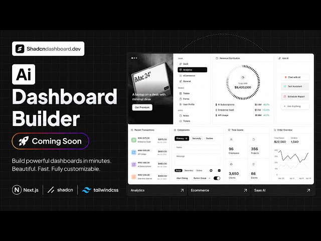#DashboardBuilder Coming Soon | Turn Prompts into #ShadcnUI #AdminDashboards #Nextjs #Tailwindcss