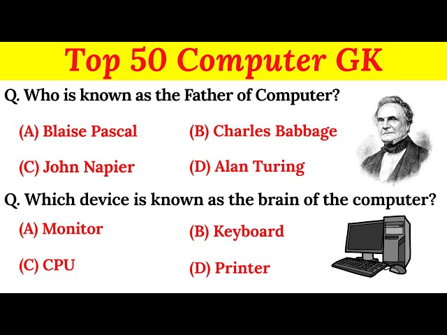 Top 50 Computer Objective type GK Questions | GK in English with answer| General Knowledge