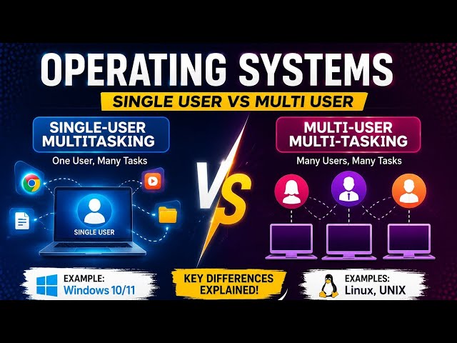 Classification Single-user Multi tasking VS Multi-User Multitasking #cs #foryou #easy 