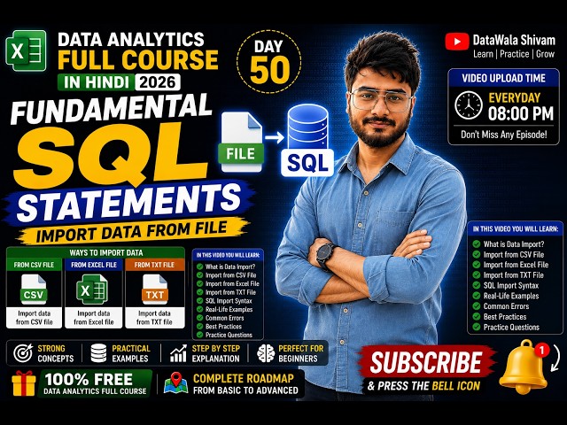 Fundamental SQL Statements| Import Data from File in SQL Server |Day 50 | Data Analytics Full Course