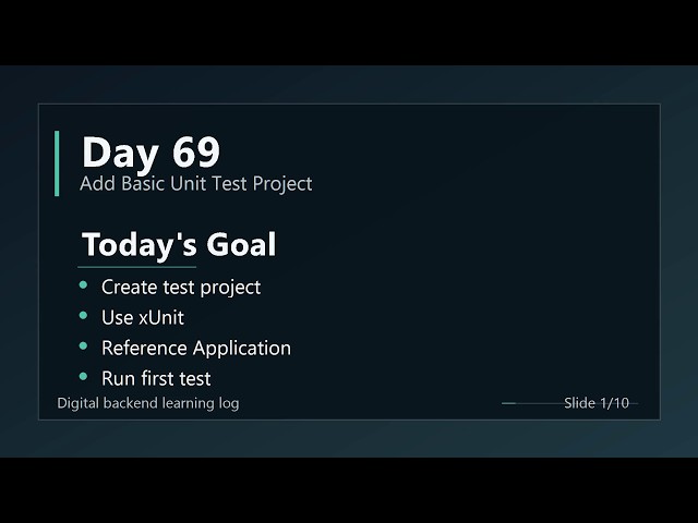 Day 69 - Add First xUnit Test Project in ASP.NET Core