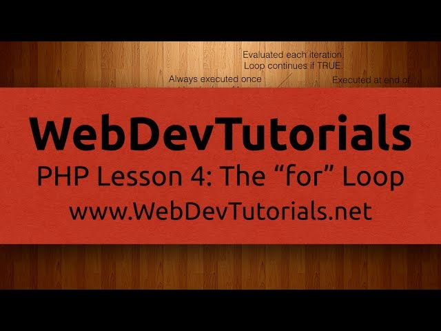 WebDevTutorials - PHP Lesson 4: The "for" Loop