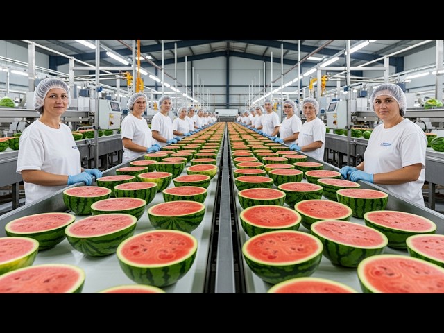 How Watermelon Juice Is Made in a Modern Factory!
