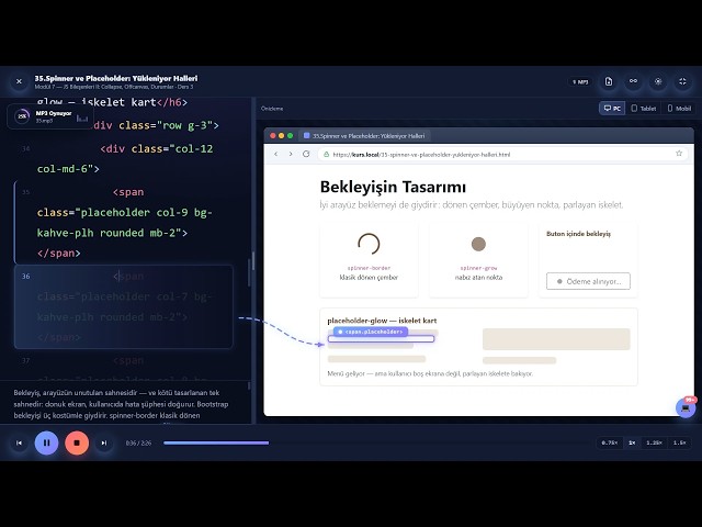 Bootstrap Spinner ve Placeholder | Yükleniyor Durumu, Disabled ve İskelet Ekran